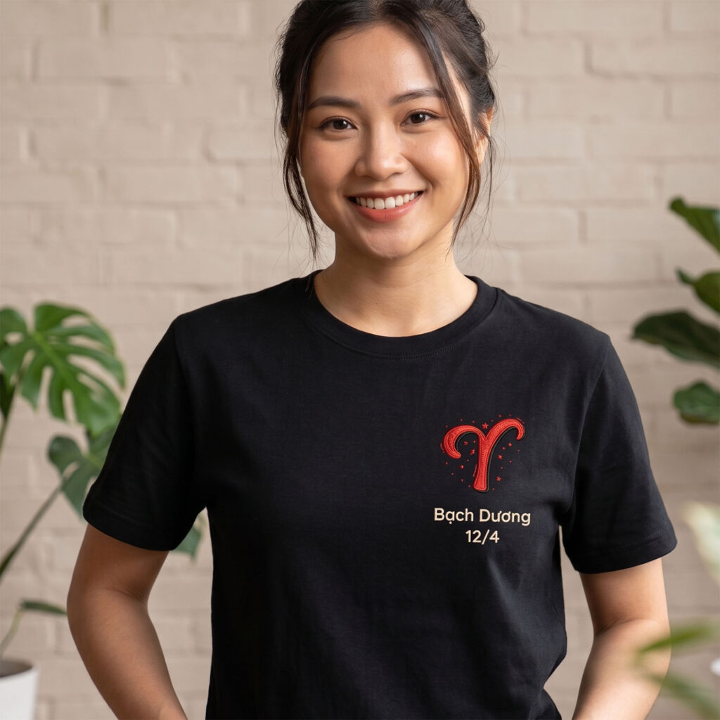 Áo Thêu Cung Bạch Dương, Thêu Ngày Sinh Của Bạn 1