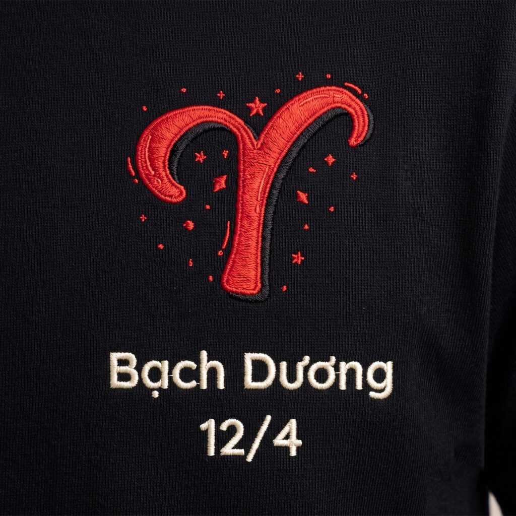 Áo Thêu Cung Bạch Dương, Thêu Ngày Sinh Của Bạn 2