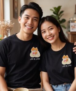 Áo Thêu Mèo Chibi Dễ Thương, Thêu Tên Bạn Và Người Yêu 1