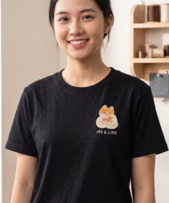 Áo Thêu Mèo Chibi Dễ Thương, Thêu Tên Bạn Và Người Yêu 3