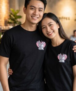 Áo Thêu Tên 2 Thỏ Ôm Nhau, Thêu Tên Bạn và Người Yêu 1