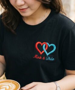 Áo Thêu Tên, Hình Trái Tim Lồng Ghép Cho Cặp Đôi 1