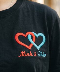 Áo Thêu Tên, Hình Trái Tim Lồng Ghép Cho Cặp Đôi 2