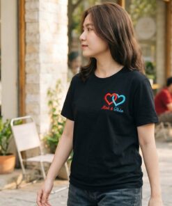 Áo Thêu Tên, Hình Trái Tim Lồng Ghép Cho Cặp Đôi 3
