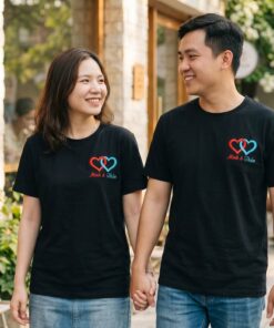 Áo Thêu Tên, Hình Trái Tim Lồng Ghép Cho Cặp Đôi 4