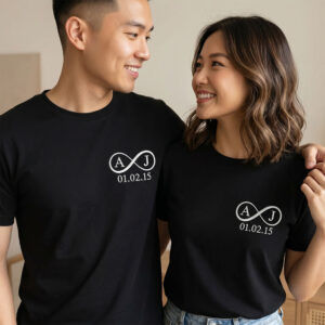 Áo Thêu Thiết Kế Vô Cực, Thêu Tên Của Bạn Và Người Yêu 2