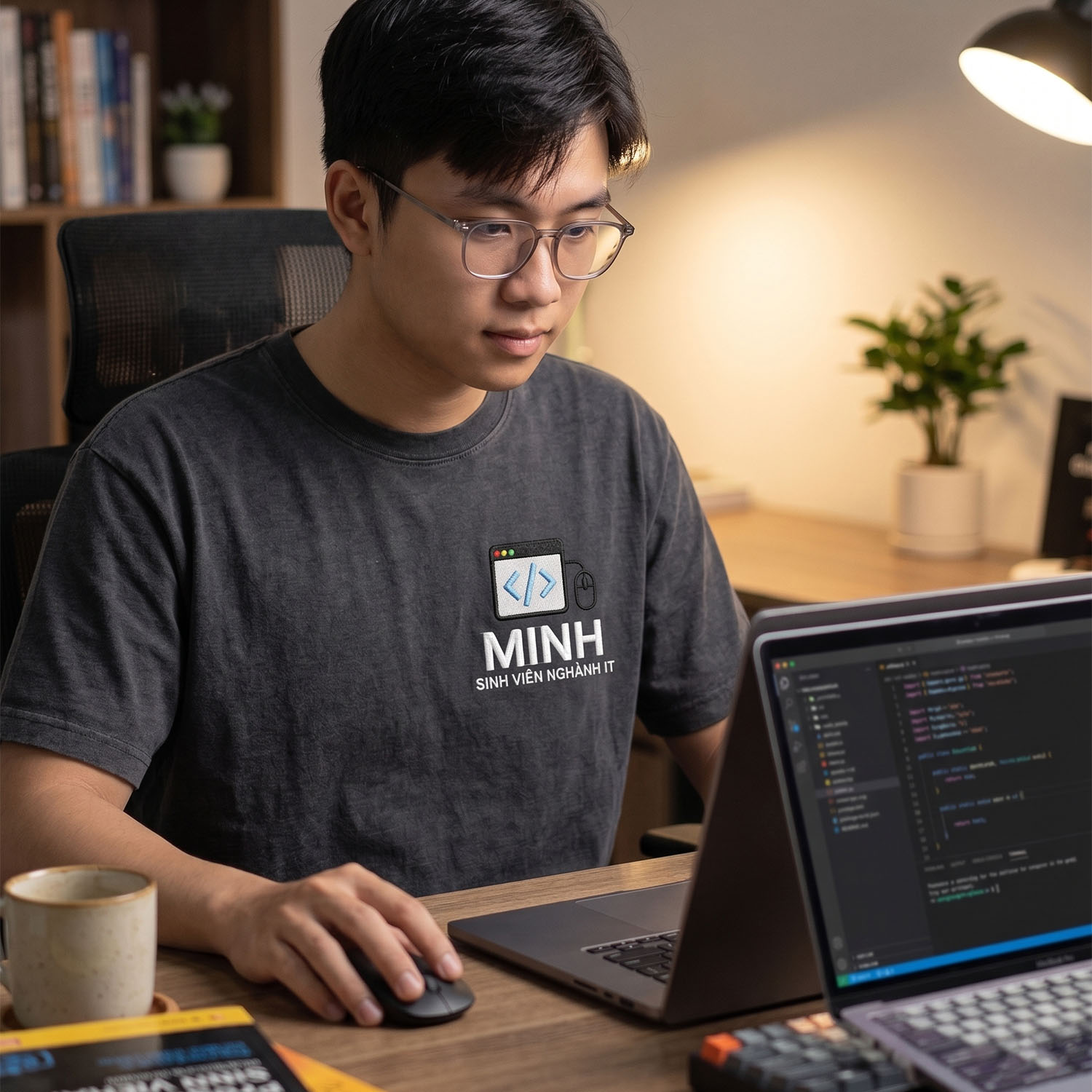 Áo Thun Sinh Viên IT Thêu Tên Cá Nhân Hóa - S - Đen