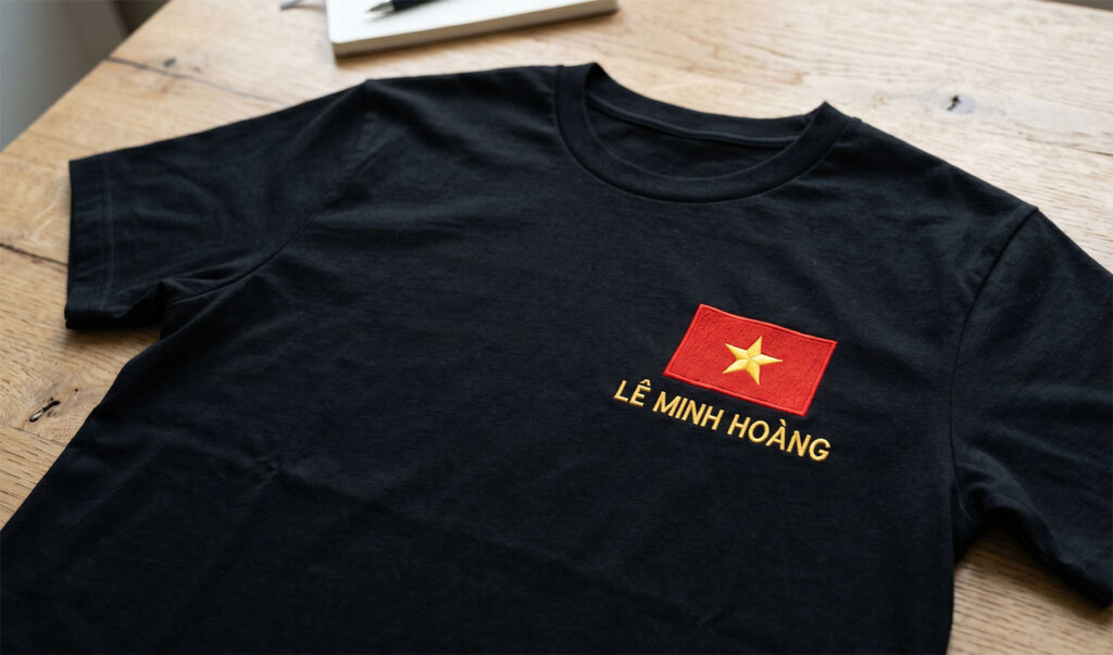 Áo Thun Thêu Cờ Việt Nam Và Thêu Tên Bạn 4