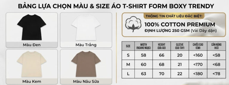 Cách chọn size áo thun form boxy nam nữ chuẩn nhất