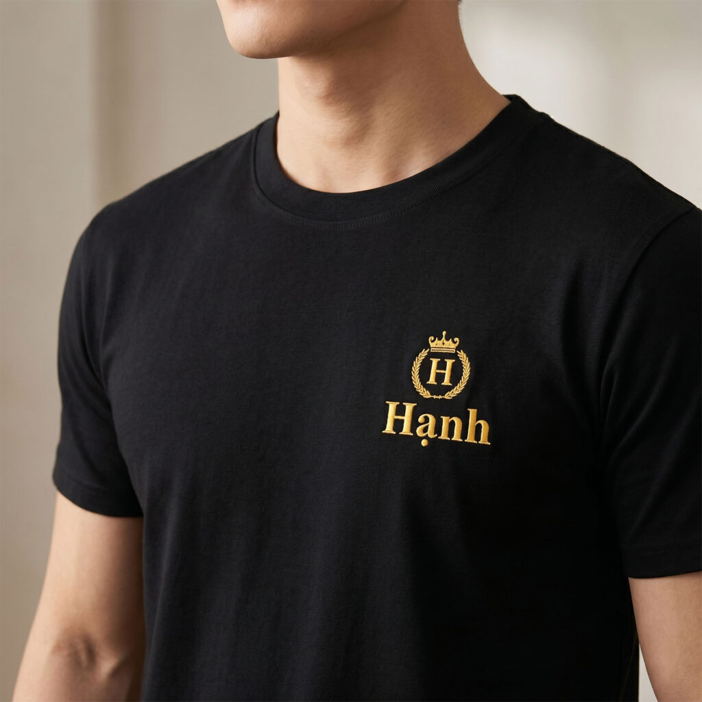 Thêu Tên Bạn Và Logo Royal Sang Trọng, Áo Thun Thêu Tên Đẹp 2