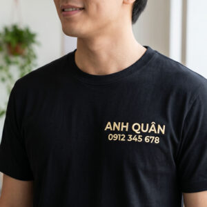Thêu Tên và Số Điện Thoại Lên Ngực Trái Áo 1