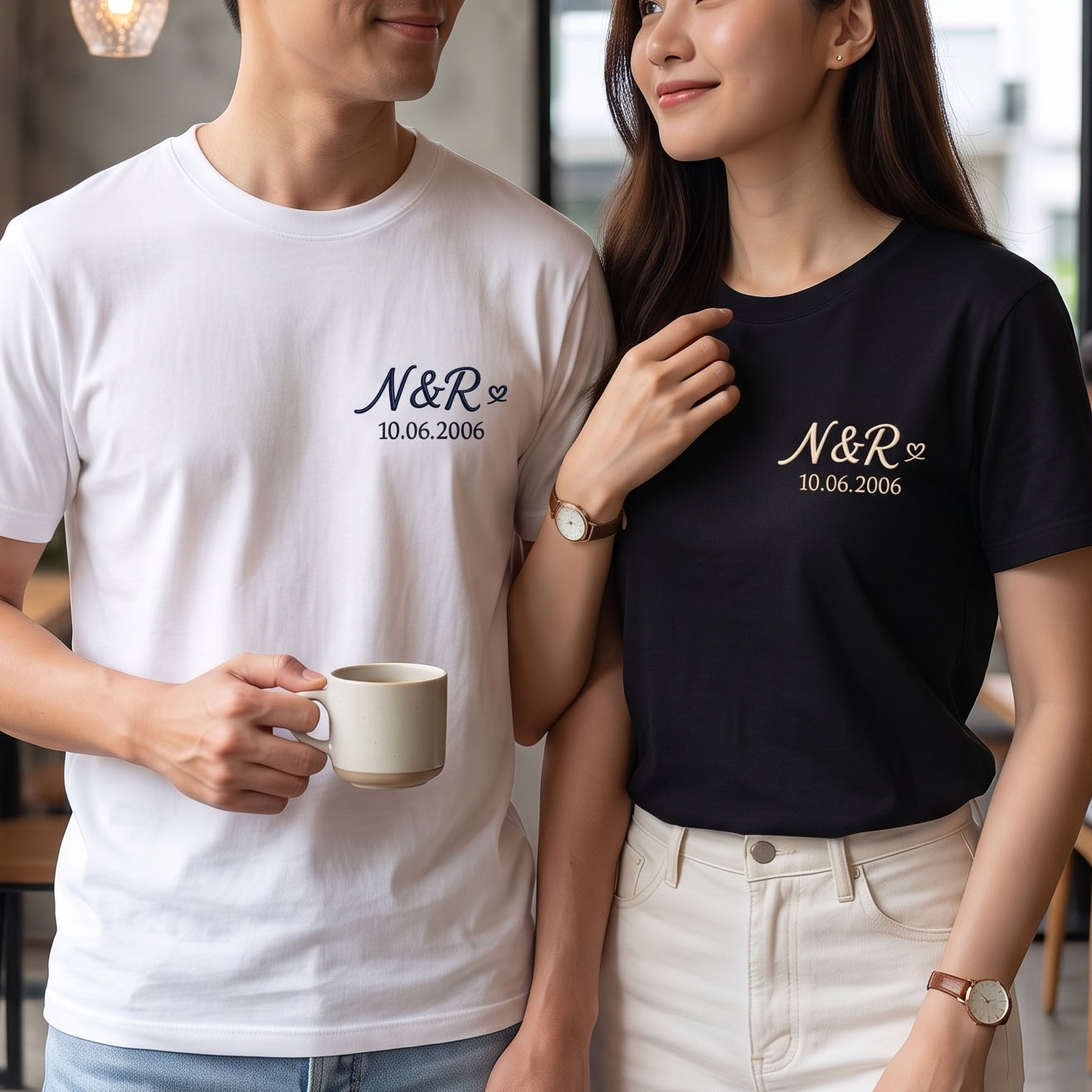 Áo Đôi Thêu Chữ Cái Đầu Và Ngày Kỷ Niệm 1