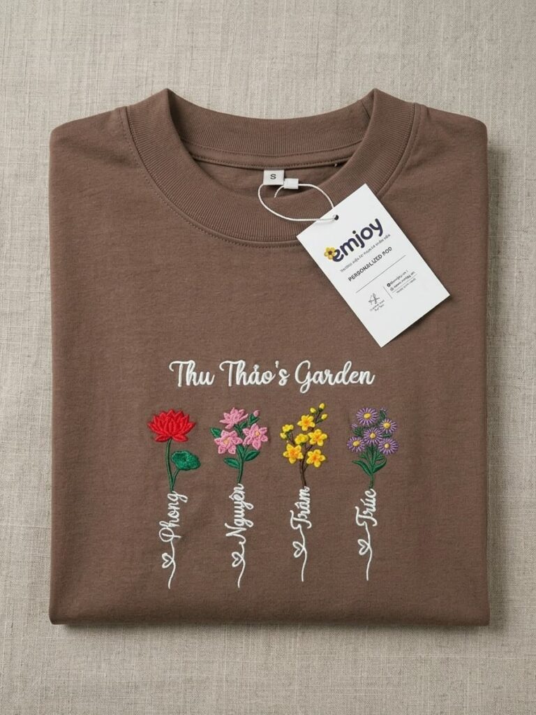 Áo Thêu Tên Gia Đình, Thêu Tên Theo Yêu Cầu, Áo Thêu Khu Vườn Của Bạn 3