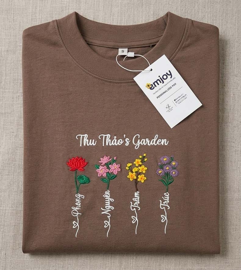 Áo Thêu Tên Gia Đình, Thêu Tên Theo Yêu Cầu, Áo Thêu Khu Vườn Của Bạn