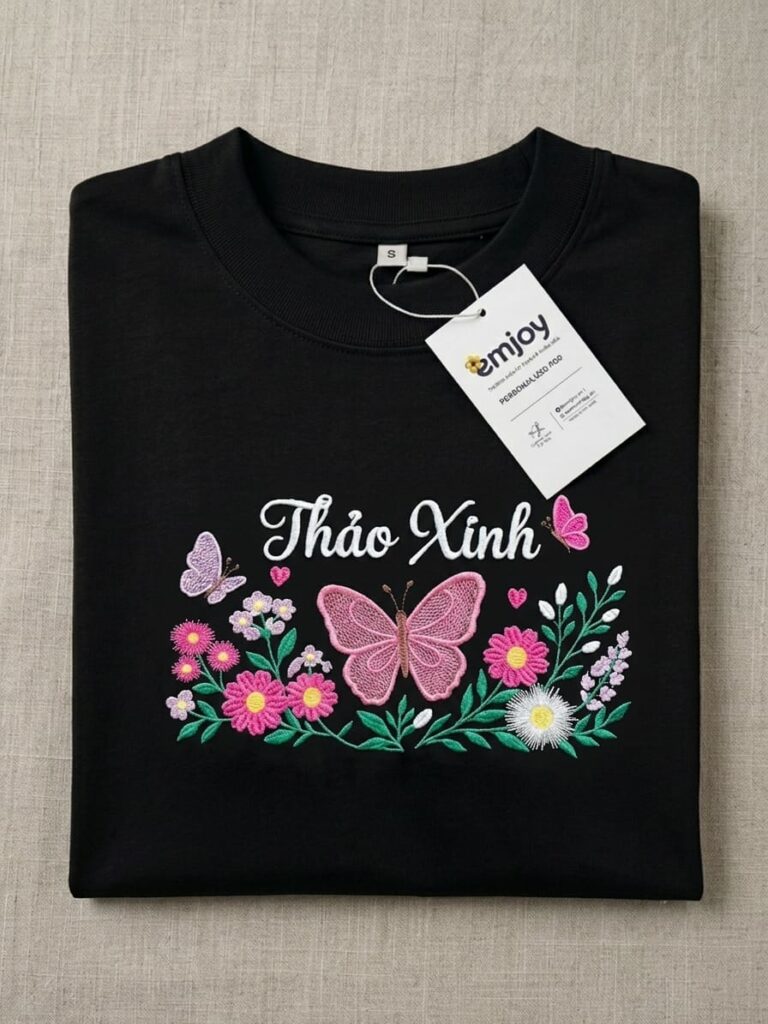 Áo thêu tên, thêu hoa, áo thêu tên đẹp, thêu theo yêu cầu 1