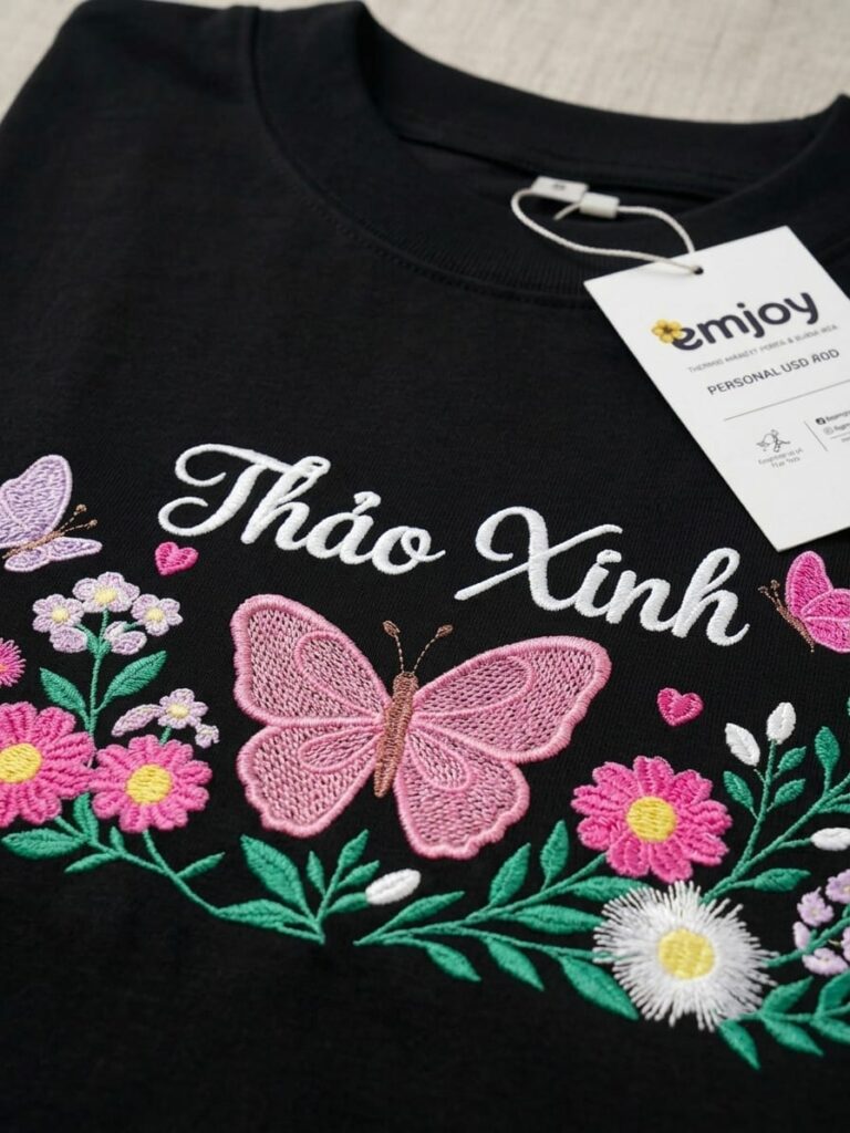 Áo thêu tên, thêu hoa, áo thêu tên đẹp, thêu theo yêu cầu