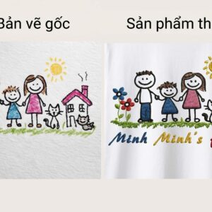 Áo Thêu Vui Nhộn, Thêu Hình Vẽ Của Con Lên Áo Gia Đình 4